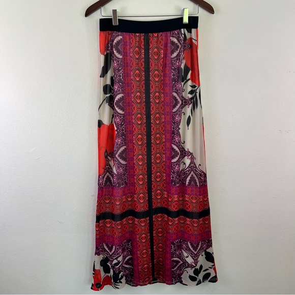 Chico’s Mixed Media Floral Abstract Printed Fully Lined Maxi Length Skirt - Picture 7 of 11